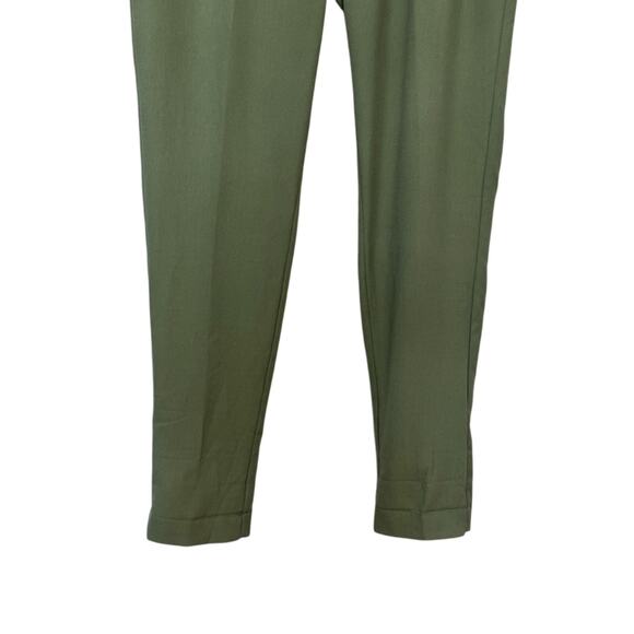 Nordstrom Mid Rise Pants Adjustable Drawstring Waist Cuffed Hem Green M S NWOT - Picture 3 of 8